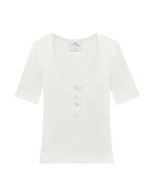 Courreges White Holistic Snaps 90's Ribbed T-Shirt