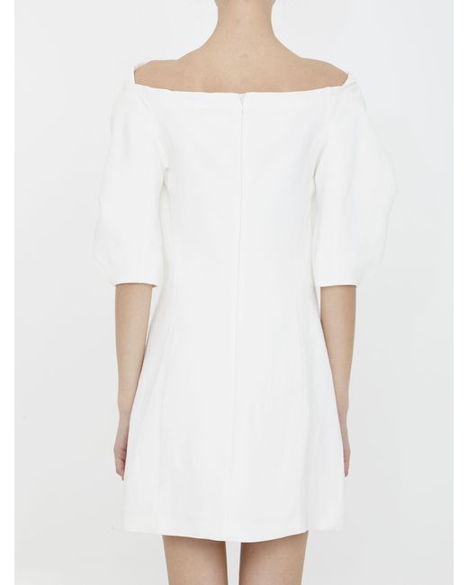 Jil Sander White Ruched Short-Sleeved Mini Dress