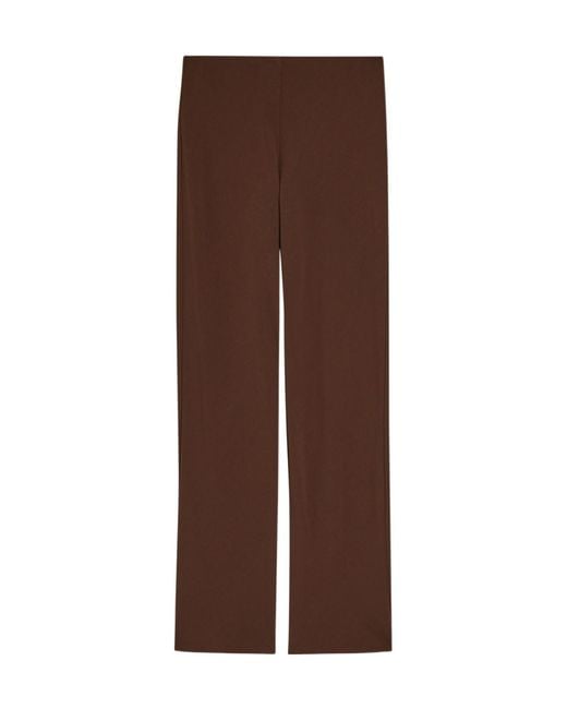 Reformation Brown Gale Straight-Leg Crepe Trousers