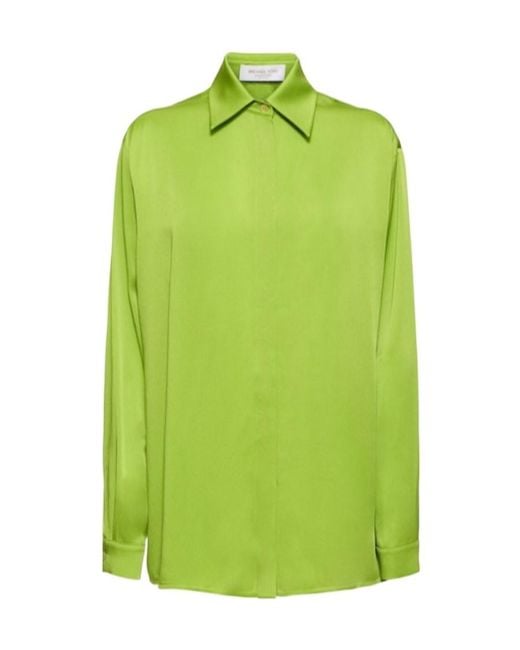 Michael Kors Green Logo Long-Sleeved Shirt