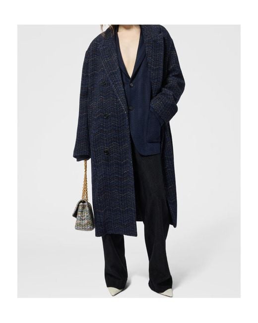 Missoni Blue Double-Breasted Cashmere And Viscose Coat