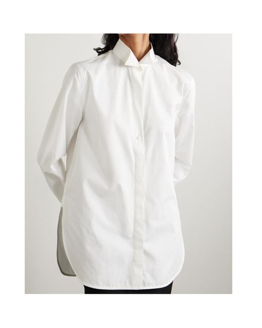 Totême White Totême Curved Hem Buttoned Shirt