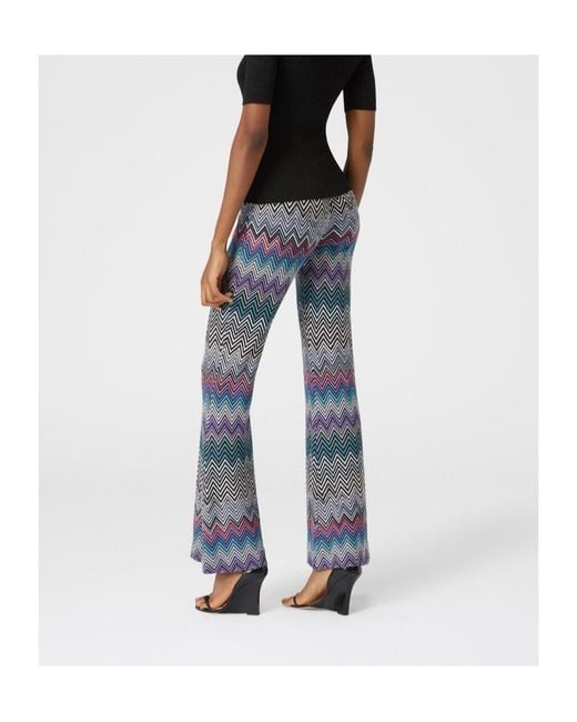 Missoni Blue Flared Zigzag Trousers