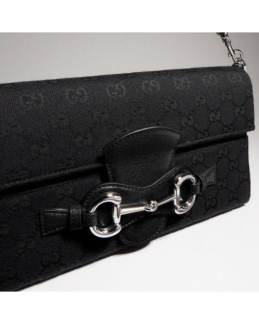 Gucci Black Horsebit Ristretto Medium Shoulder Bag