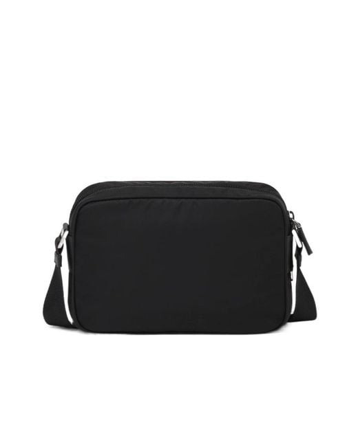 Prada Black Logo Plaque Zipped Shoulder Bag
