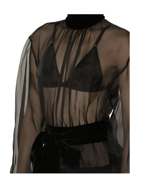 Dolce & Gabbana Black High Collar Long Sleeve Dress