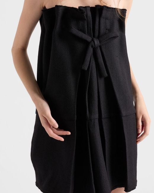 Prada Black Bow-Detailed Pleated Mini Dress