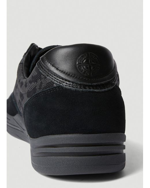 Stone Island Black Compass-Motif Low-Top Sneakers for men