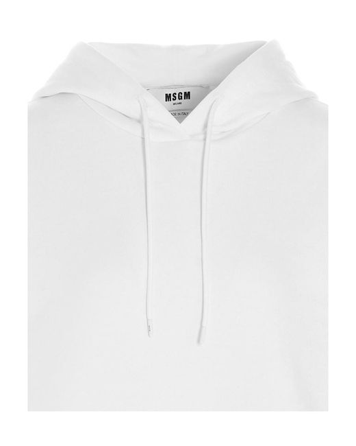 MSGM White Logo Hooded Sweater