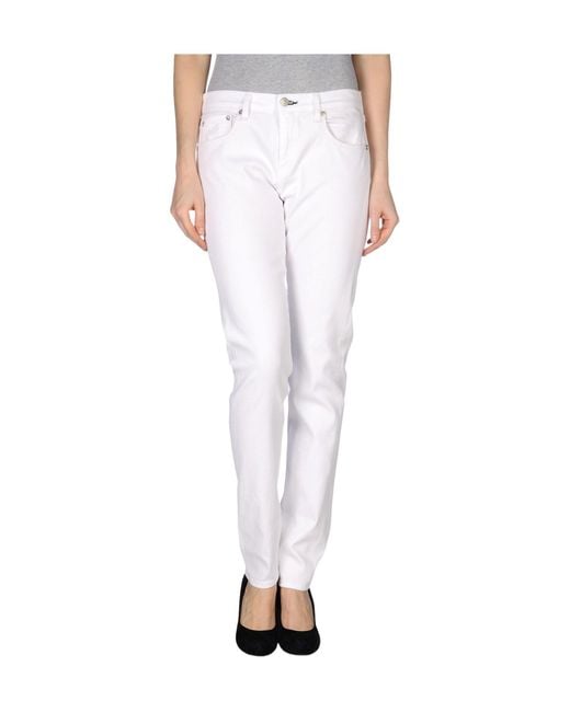 Rag & Bone White Plain Colour Straight-Leg Jeans