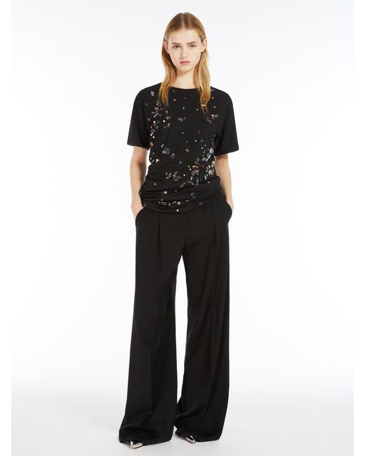 Sportmax Black Vela Wide Leg Pants