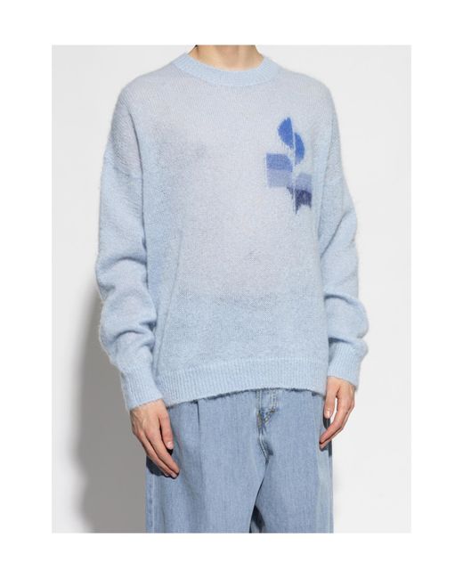 Isabel Marant Blue Drany Logo Intarsia Knit Jumper for men