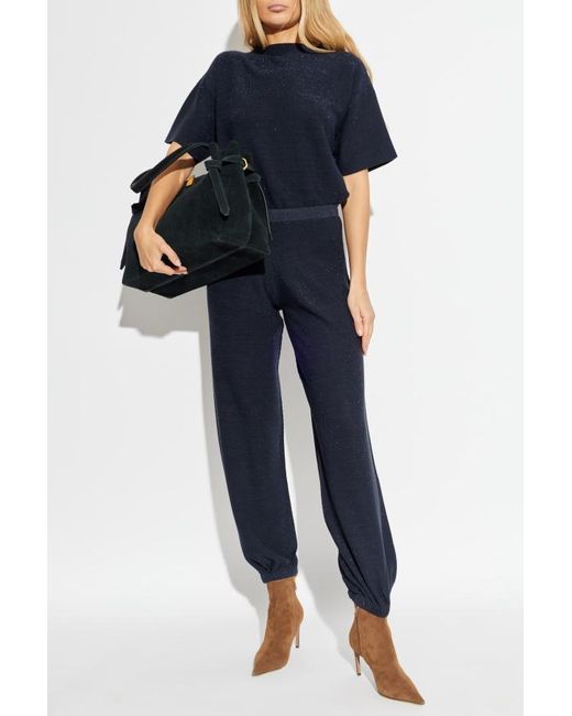 Fabiana Filippi Blue Wide-Leg Elasticated Cuff Trousers