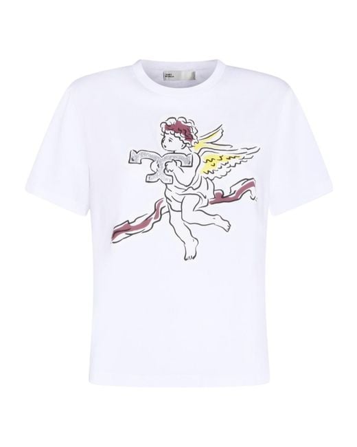 Tory Burch White Printed Short Sleeve T-Shirt