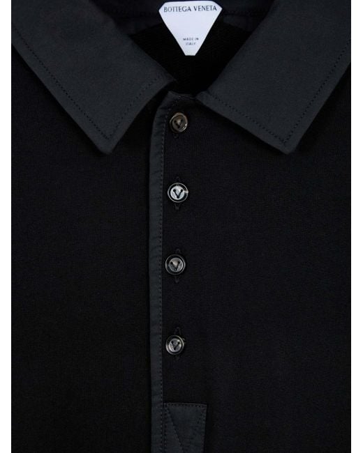 Bottega Veneta Black Collared Long-Sleeve Polo Shirt for men
