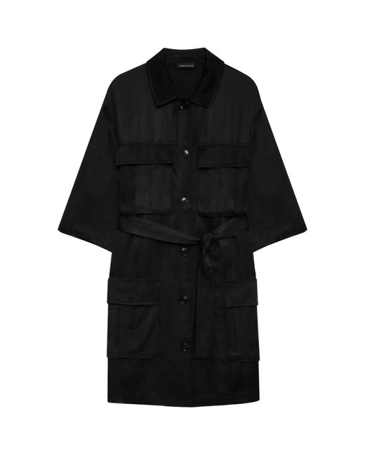 Anine Bing Black Geri Belted Cargo-Pocket Dress