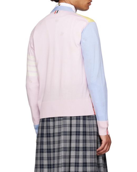 Thom Browne Blue Multi-Panel Button-Fastening Cardigan for men