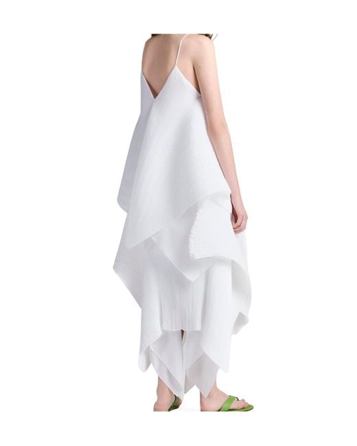J.W. Anderson White Pleated Handkerchief-Hem Blouse