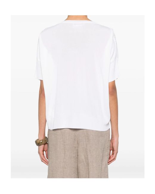 ERMANNO FIRENZE White Floral-Lace Crewneck T-Shirt