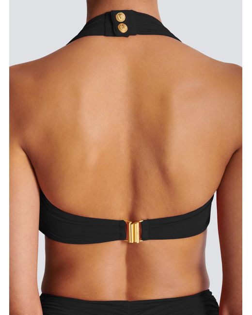 Balmain Black Plain Two Piece Swimsuit