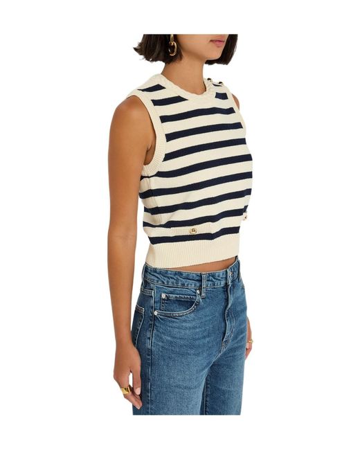 FRAME Blue The Harbor Striped Knit Tank
