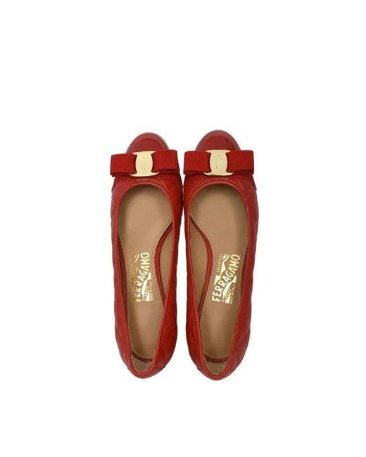 Ferragamo Red Bow Buckle High Heels