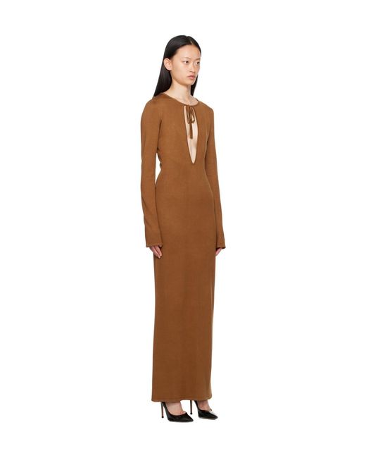 Magda Butrym Brown Long-Sleeved Hollow Dress