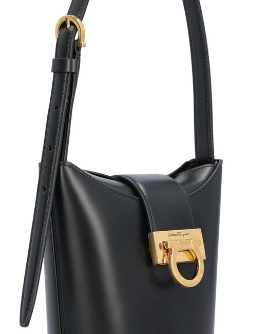 Ferragamo Black Ferragamo Trifolio Logo Plaque Tote Bag