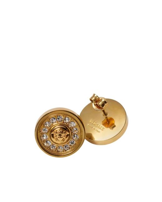 Versace Metallic Crystal Medusa Stud Earrings