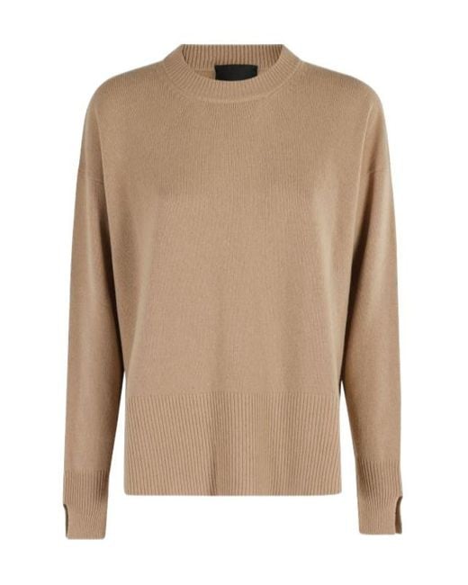 Roberto Collina Brown Round-Neck Long-Sleeve Sweater