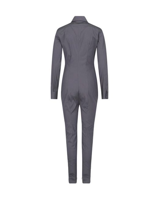 Prada Blue Long-Sleeved Buttoned Jumpsuit