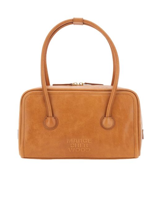 MARGE SHERWOOD Brown Soft Boston Small Shoulder Bag