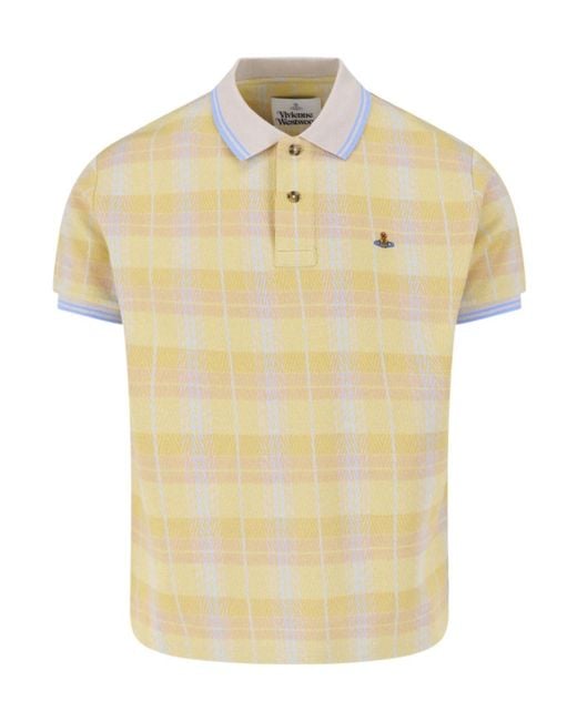 Vivienne Westwood Yellow Checked Knit Polo Shirt for men