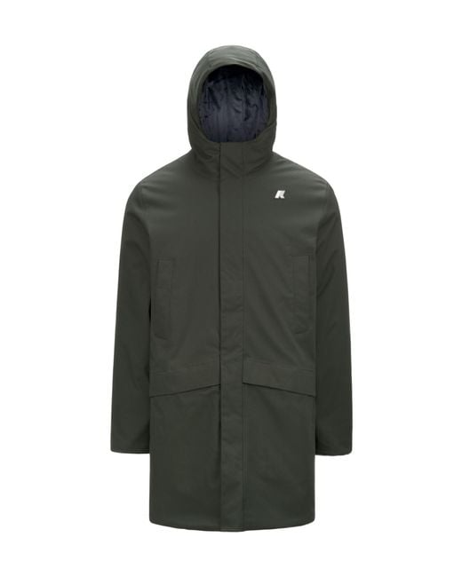 K-Way Green Logo Waterproof Jacket for men