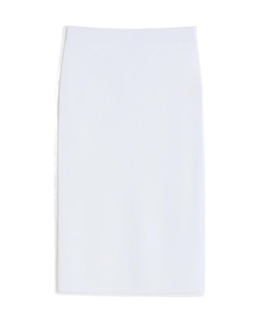 Max Mara White Slit Midi Skirt