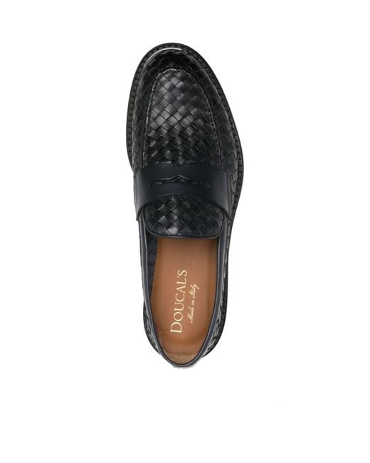 Doucal's Black Embossed Loafers for men
