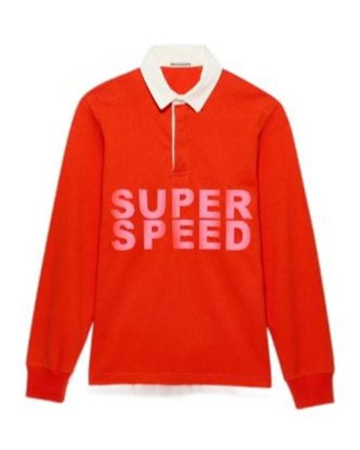 J.W. Anderson Red Jw Anderson Super Speed Logo Rugby T-Shirt