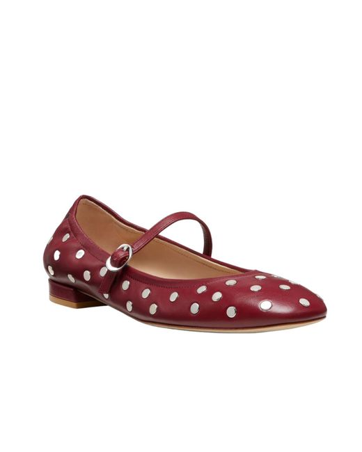 Stuart Weitzman Red Claris Stud Ballet Flats