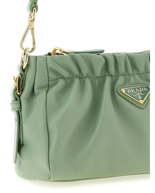 Prada Green Triangle-Logo Tote Bag