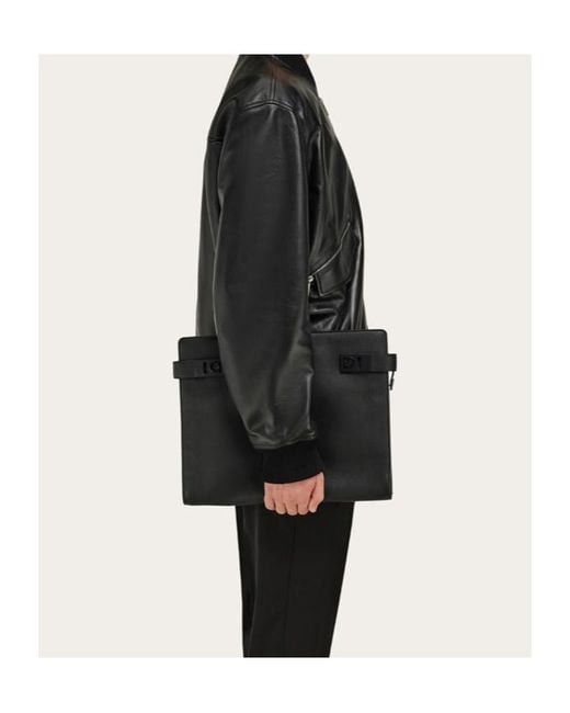 Ferragamo Black Business Bag With Gancini Buckles for men