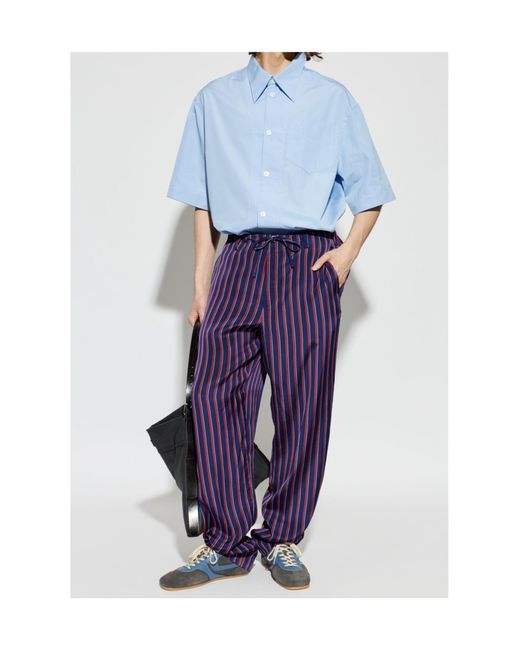 Dries Van Noten Purple Striped Straight-Leg Trousers for men