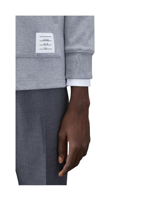 Thom Browne Gray Cotton Long-Sleeve Rugby Hoodie for men