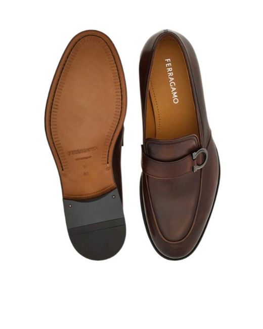 Ferragamo Brown Gancini Ornament Moccasin for men