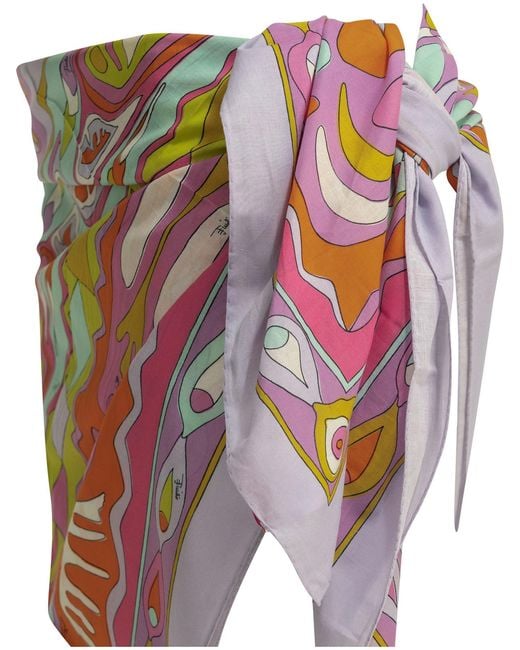 Emilio Pucci White Pucci Angoli Printed Pareo Scarf