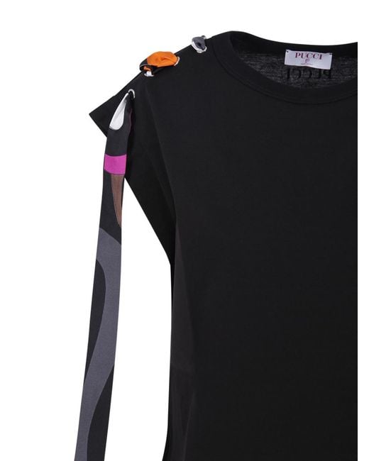 Emilio Pucci Black Iride-Print Cotton Top