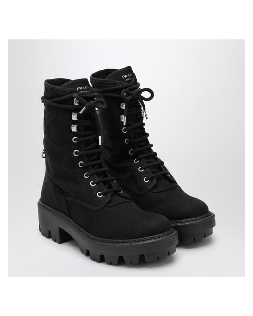 Prada Black High-Top Lace-Up Boots