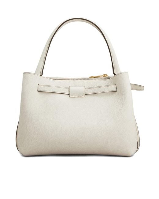 Tod's White T-Plaque Belt Detail Tote Bag