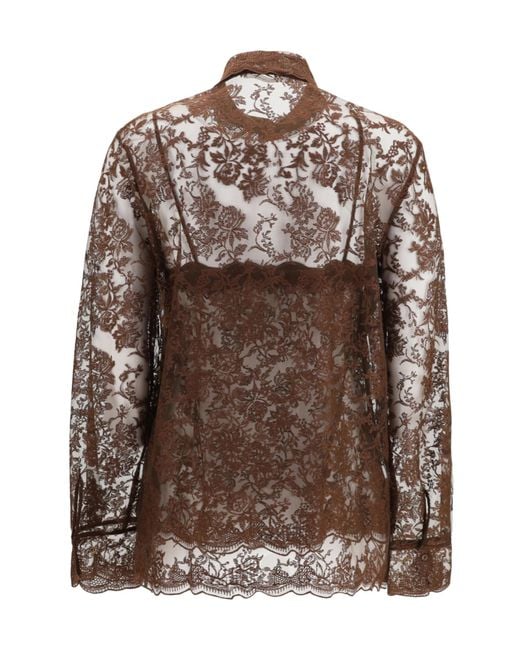 Ermanno Scervino Brown Lace Shirt