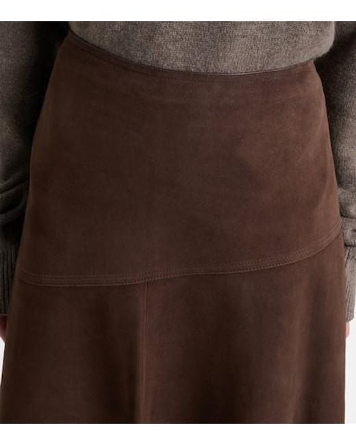 Yves Salomon Brown Suede Midi Skirt
