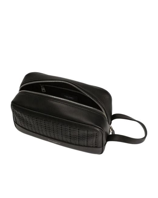 Dolce & Gabbana Black Woven Beauty Case for men
